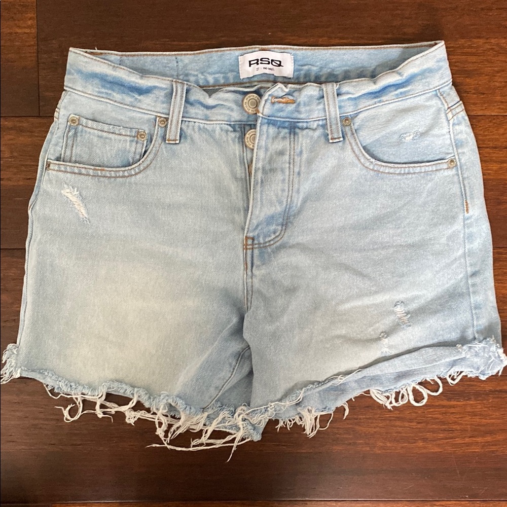 RSQ Blue Jean Shorts with Frayed Hem